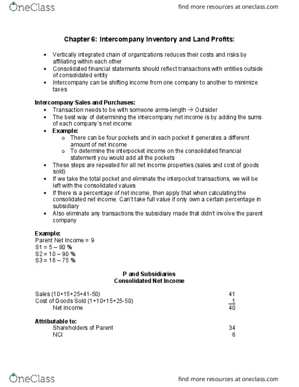 BU487 Chapter Notes - Chapter 6: Retained Earnings, Consolidated Financial Statement, Promissory Note thumbnail