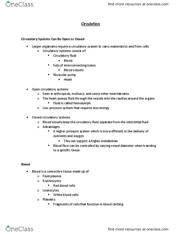 BSC 2011 Lecture Notes - Lecture 16: Vasodilation, Vasoconstriction, Elastin thumbnail