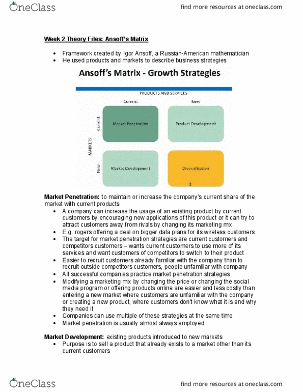 MKT 100 Lecture Notes - Lecture 2: Canadian Tire, Habitat, Swot Analysis thumbnail