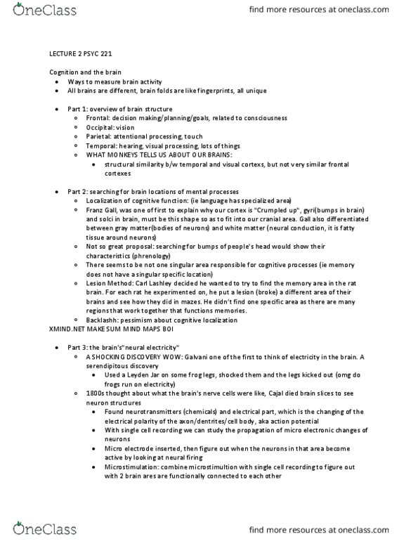 PSYC 221 Lecture Notes - Lecture 2: Radioactive Tracer, Transcranial Magnetic Stimulation, Ct Scan thumbnail