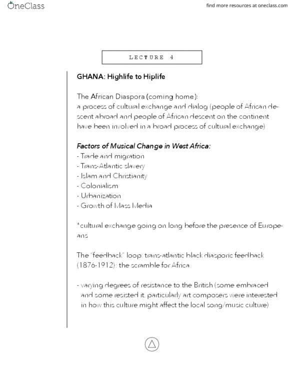 ETHNOMUS 25 Lecture Notes - Lecture 4: Djembe, Afrobeat, Calypso Music thumbnail