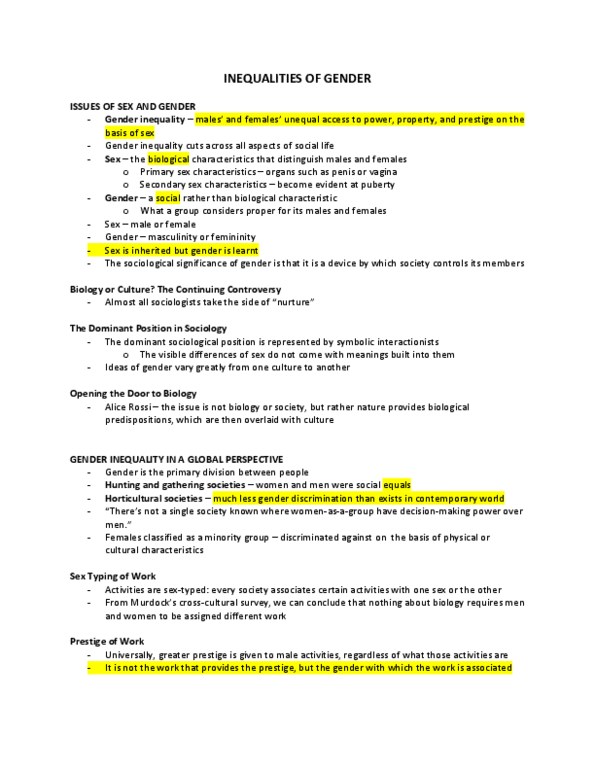 SY101 Chapter Notes -Secondary Sex Characteristic, Radical Feminism, Liberal Feminism thumbnail