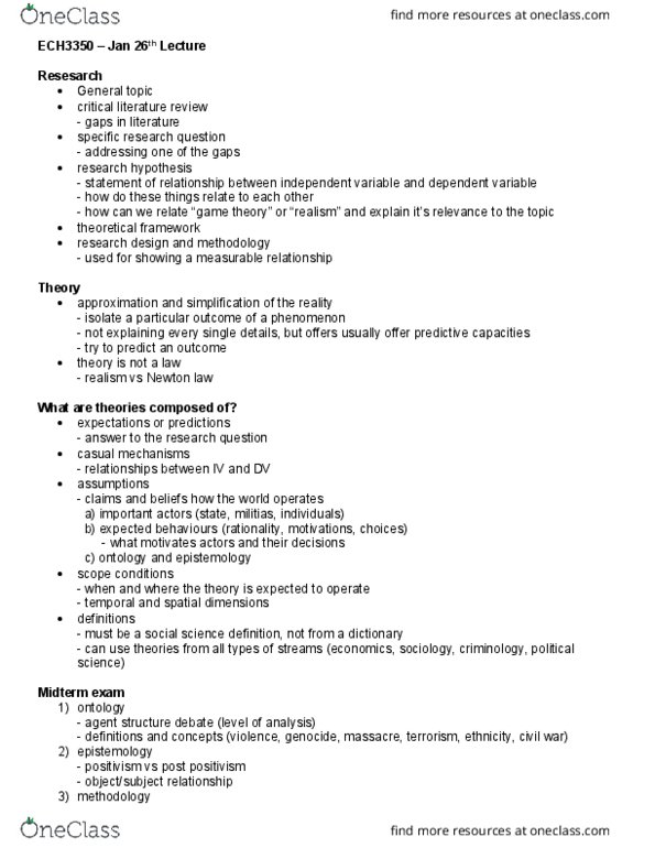 ECH3350 Lecture Notes - Lecture 3: Epistemological Rupture, Postpositivism, Post-Structuralism thumbnail