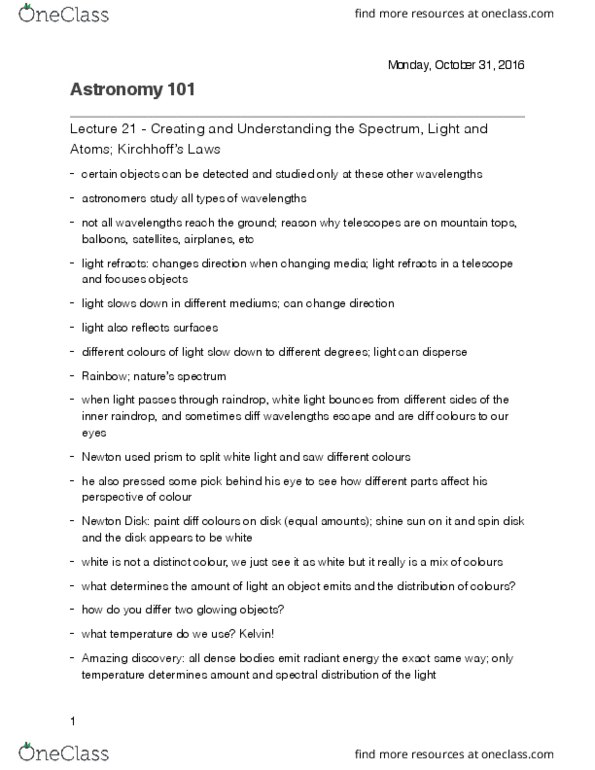 ASTR 101 Lecture Notes - Lecture 21: White Dwarf, Emission Spectrum, Auguste Comte thumbnail