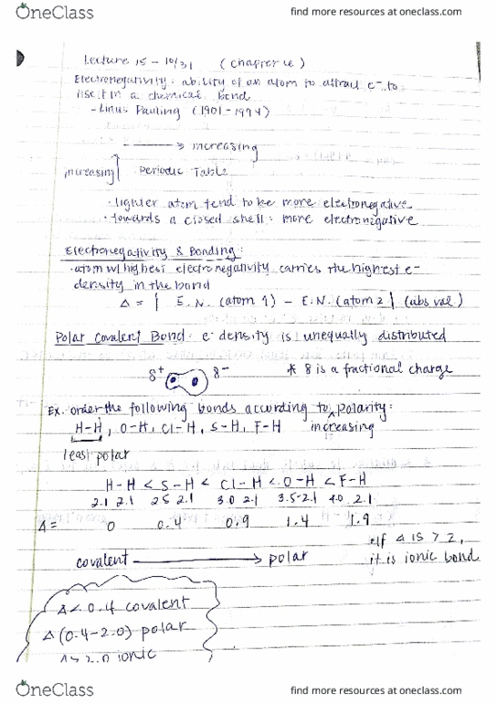 CHEM 1A Lecture Notes - Lecture 15: Termal, Formal Charge, Linus Pauling thumbnail
