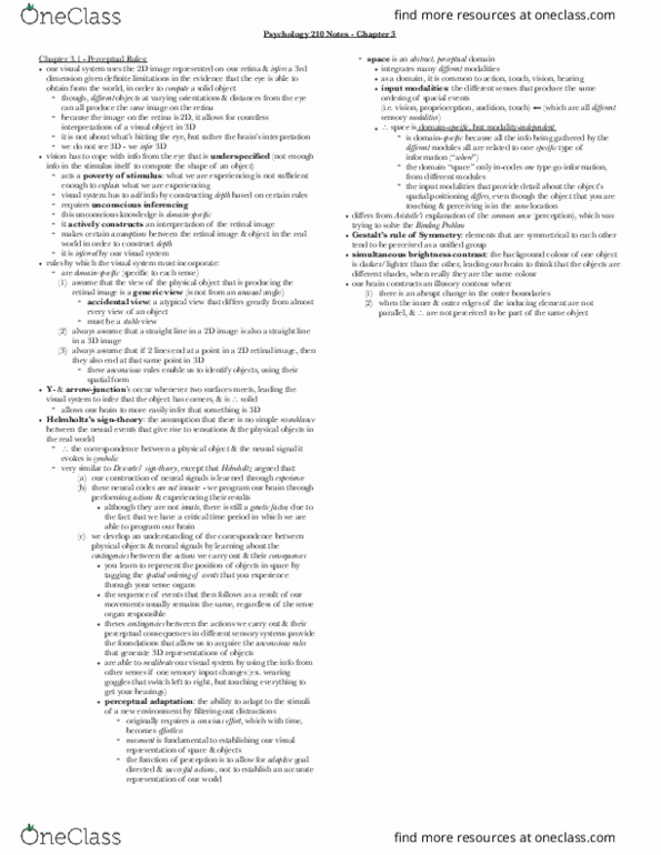 PSYC 210 Chapter Notes - Chapter 3: Franciscus Donders, Mental Chronometry, Neural Adaptation thumbnail