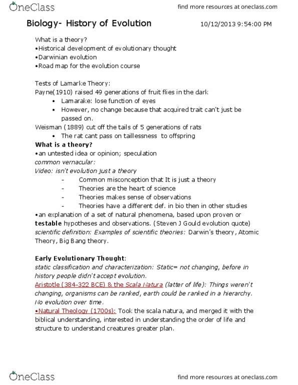 Biology 1201A Lecture Notes - Lecture 4: Georges Cuvier, Uniformitarianism, Population Genetics thumbnail