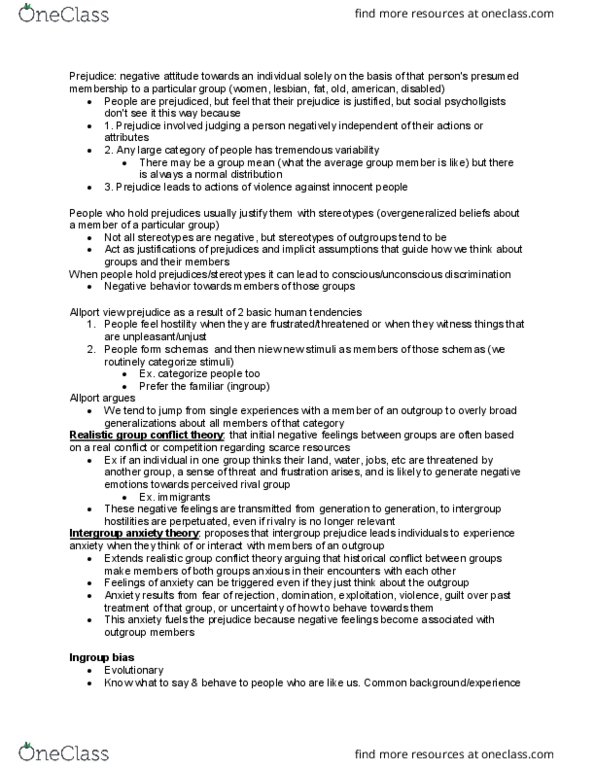 PSYCO241 Chapter Notes - Chapter 10: Sexual Objectification, Hurricane Katrina, Illusory Correlation thumbnail