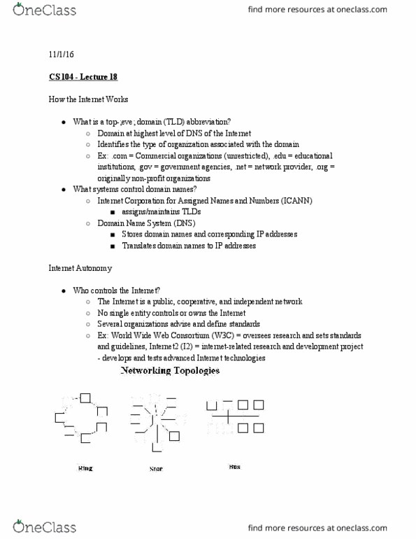 CS 104 Lecture Notes - Lecture 18: Link Layer, Https, Internet Layer thumbnail
