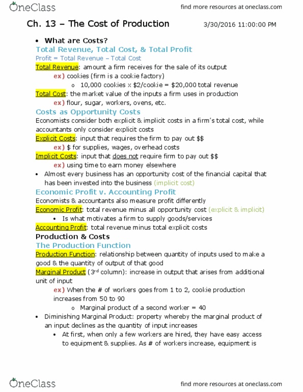 EC 110 Lecture Notes - Lecture 21: Production Function, Marginal Product, Marginal Cost thumbnail