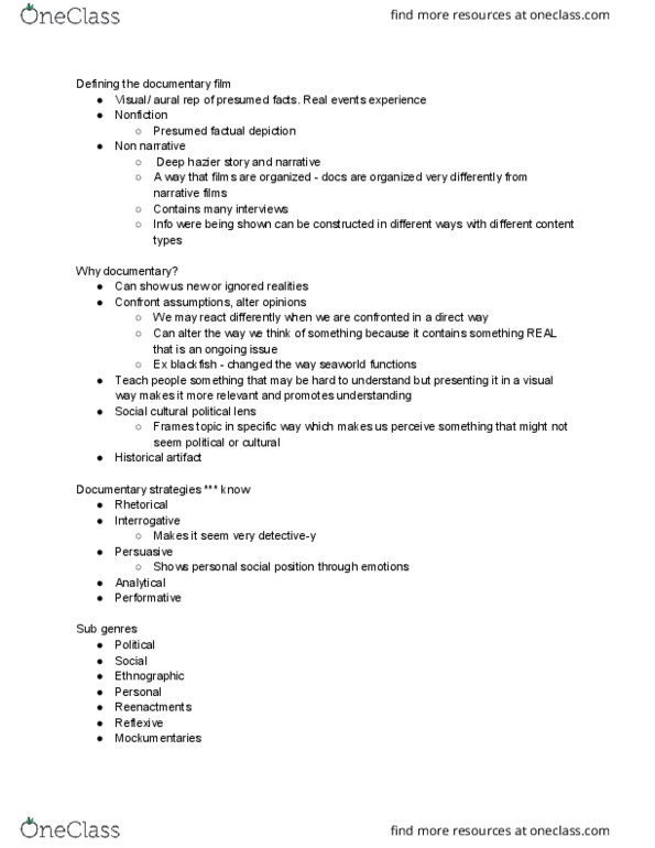 MPF 290 Lecture Notes - Lecture 11: Netflix, Diegesis, Stuart Legg thumbnail