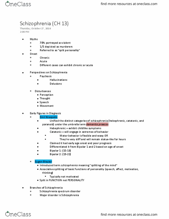 PSYC 3014 Lecture Notes - Lecture 11: Dsm-5, Delusional Disorder, Three Christs thumbnail