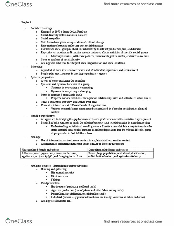 AR101 Lecture Notes - Lecture 9: Monks Mound, Nunamiut, Mousterian thumbnail