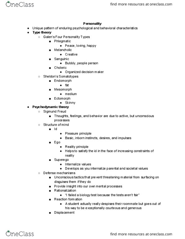 PY - Psychology PY 100S Lecture Notes - Lecture 14: Phallic Stage, Genital Stage, Electra Complex thumbnail