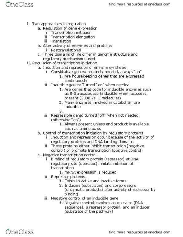 BISC 260 Lecture Notes - Lecture 14: Adenylyl Cyclase, Ribosomal Rna, Cyclic Adenosine Monophosphate thumbnail