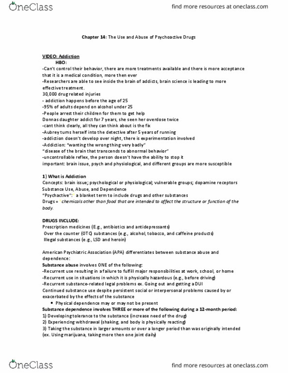 Health Sciences 1001A/B Lecture Notes - Lecture 14: American Psychiatric Association, Solitude, Caffeine thumbnail