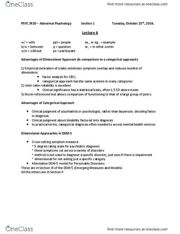 PSYC 3F20 Lecture Notes - Lecture 6: Reduced Affect Display, Truancy, Attachment Theory thumbnail