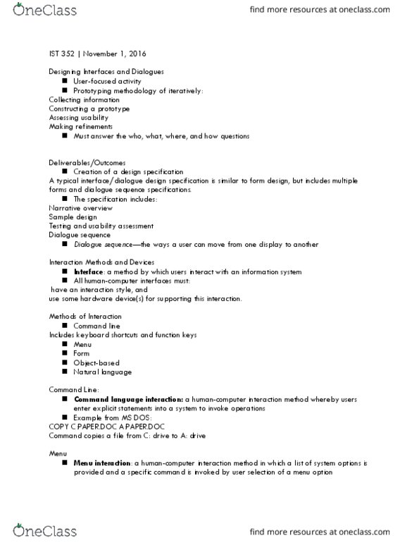 IST 352 Lecture Notes - Lecture 9: Hypertext, Human Computer, Trackball thumbnail