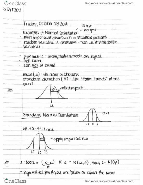 STAT202 Lecture Notes - Lecture 12: Standard Deviation, Random Variable thumbnail