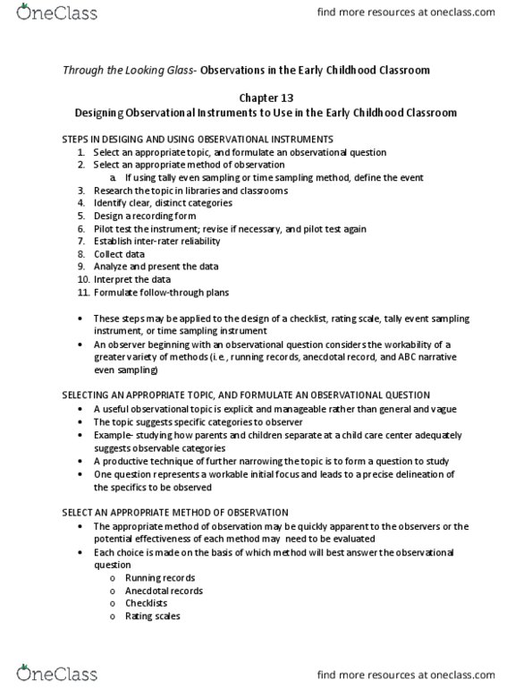 CFD 1230 Chapter Notes - Chapter 13: Inter-Rater Reliability, Child Ballads, Plans thumbnail