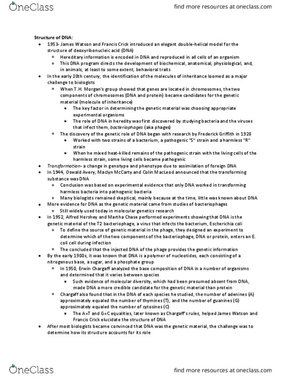 BSC 114 Lecture Notes - Lecture 15: Nucleosome, Polynucleotide, Dna Ligase thumbnail