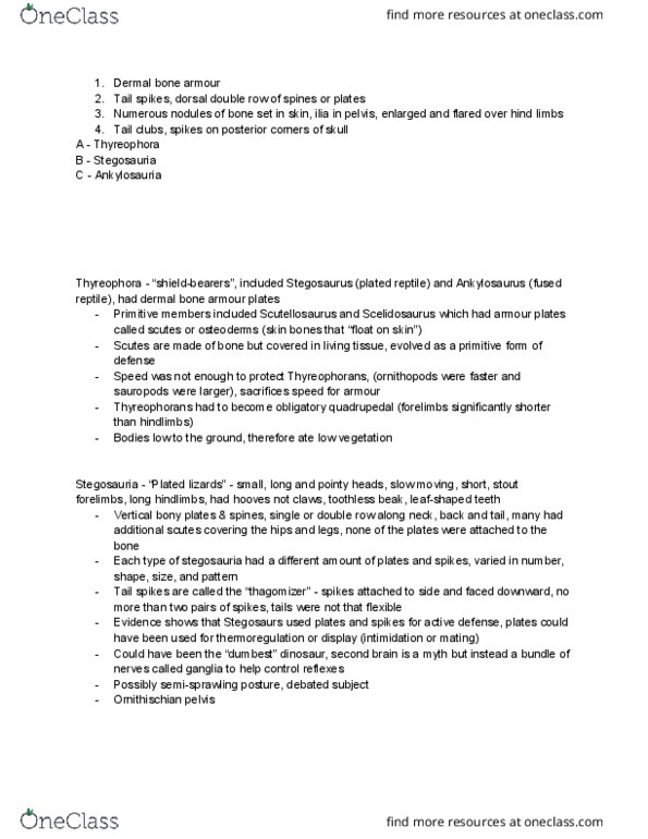 01:119:160 Lecture Notes - Lecture 3: Morrison Formation, Tyrannosauridae, Thagomizer thumbnail