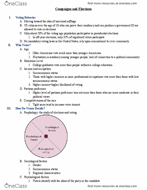 POLS 1150 Lecture Notes - Lecture 10: National Popular Vote Interstate Compact, Psephology, Compulsory Voting thumbnail