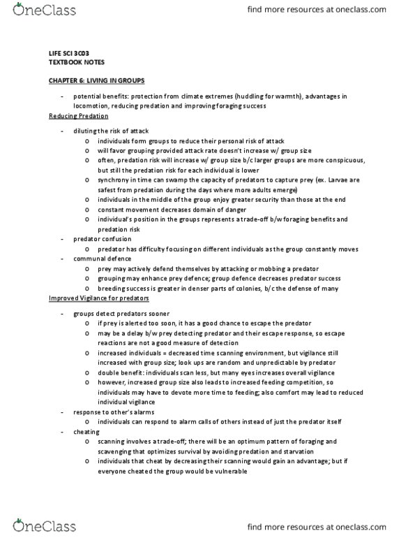 LIFESCI 3C03 Chapter Notes - Chapter 6: Waggle Dance, Positio, Group Decision-Making thumbnail