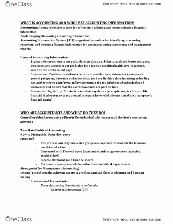 MGMT 1000 Chapter Notes - Chapter 11: Investment, Project Manager, Financial Ratio thumbnail