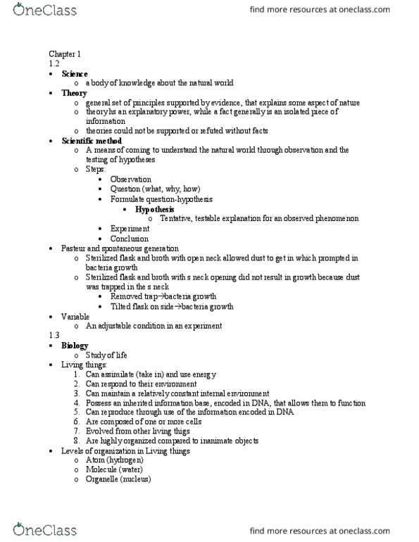 BIOL 101 Chapter Notes - Chapter 1-7: Ribose, Allosteric Regulation, Microfilament thumbnail