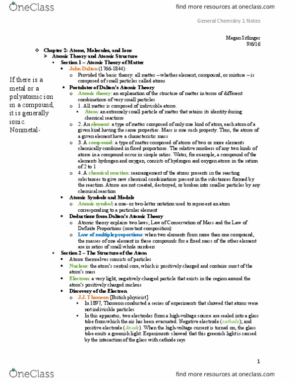 CHEM 0110 Chapter Notes - Chapter 2: Reagent, Internal Combustion Engine, Chemical Equation thumbnail