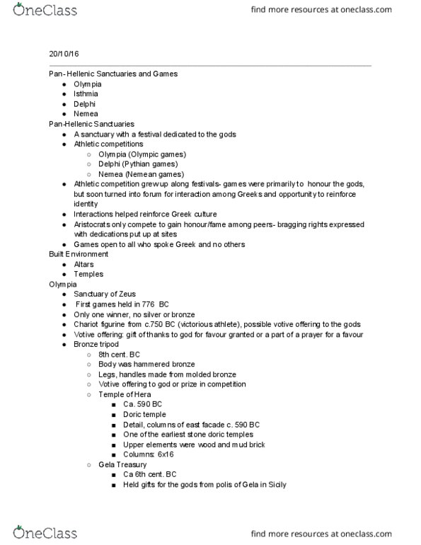 CLASSICS 1A03 Lecture Notes - Lecture 13: Tyrant, Sicyon, Phidias thumbnail