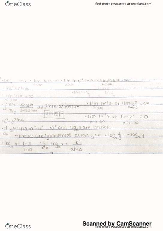 MATH 12 Chapter 7: 7.1 Key Formulas to Remember and Practice Problems(Integrals of Natural Log and e^x) thumbnail