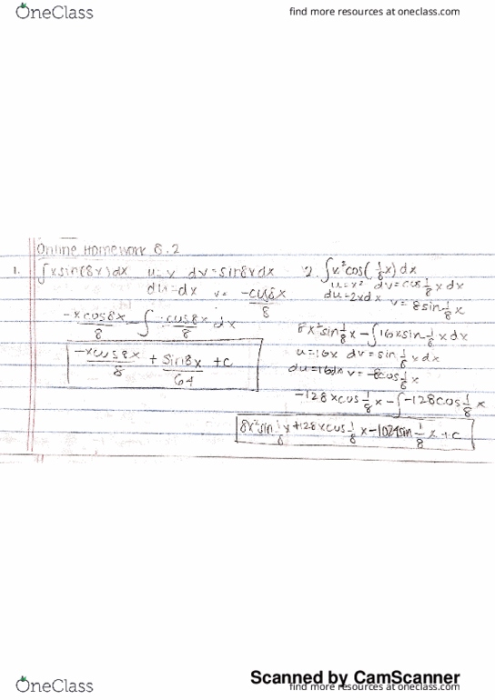 MATH 12 Chapter 8: Math 12 8.2 Online Homework (Practice on Integration by Parts and Tabular Integration and Review on Finding Relative Extrema) thumbnail