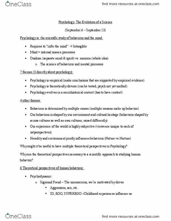 PSYC 100 Lecture Notes - Lecture 1: Behaviorism, Collectivism, Individualism thumbnail