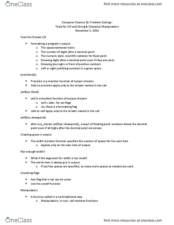 CMPSC 16 Lecture Notes - Lecture 11: Decimal Mark, Boolean Expression, Scientific Notation thumbnail