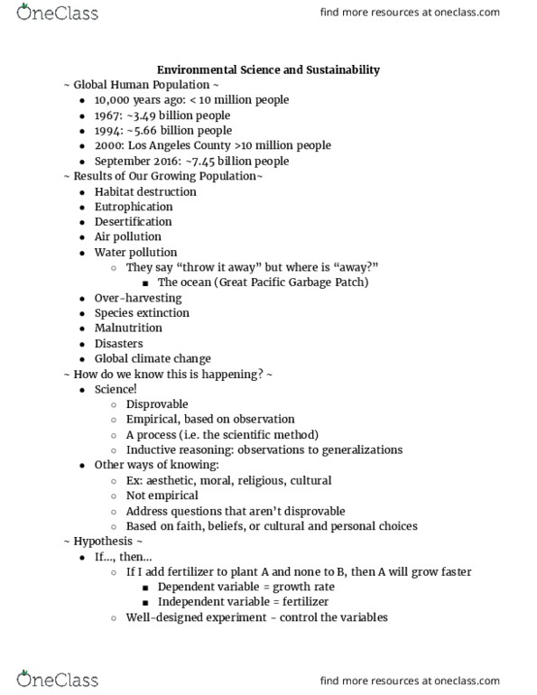 GE CLST M1A Lecture Notes - Lecture 3: Thomas Kuhn, Habitat Destruction, Water Pollution thumbnail