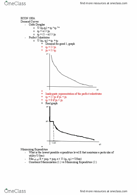 ECON 100A Lecture Notes - Lecture 14: Expenditure Function, Substitute Good thumbnail