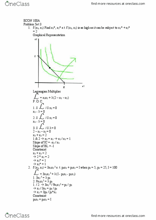 ECON 100A Lecture Notes - Lecture 16: Lagrange Multiplier thumbnail
