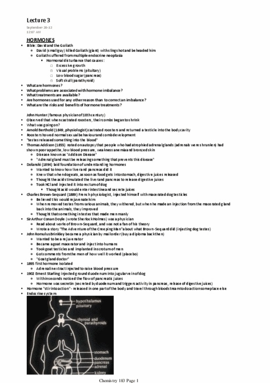 CHEM 183 Lecture Notes - Corticosterone, Hyperthyroidism, Hypothyroidism thumbnail