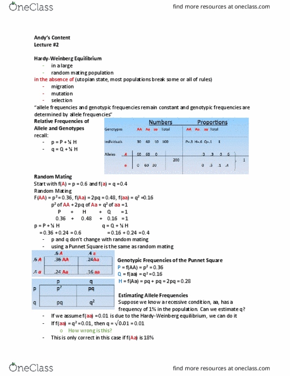 MBG 2400 Lecture Notes - Lecture 2: Reca, Bundesautobahn 45, Allele thumbnail