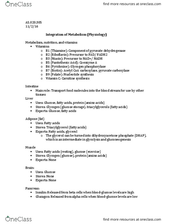 AS.020.305 Lecture Notes - Lecture 25: Symporter, Glycerol, Biotin thumbnail