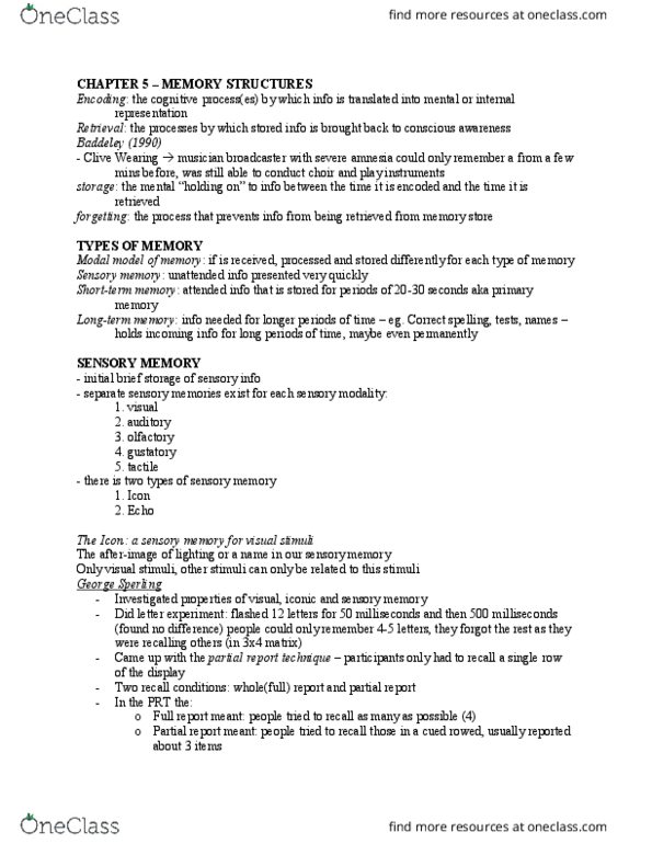 PSYCH207 Chapter Notes - Chapter 5: Brute-Force Search, Taste, Stimulus Modality thumbnail