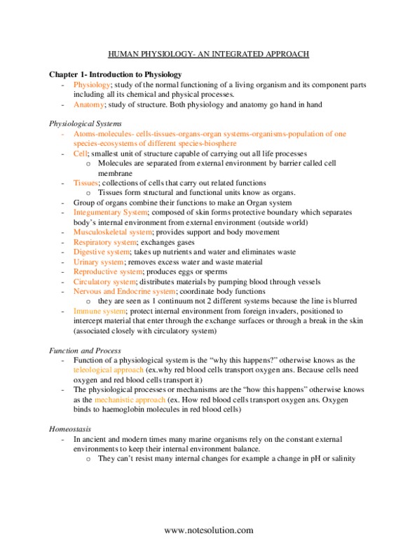 BIOD27H3 Chapter Notes - Chapter 1: Extracellular Fluid, Integumentary System, Human Musculoskeletal System thumbnail