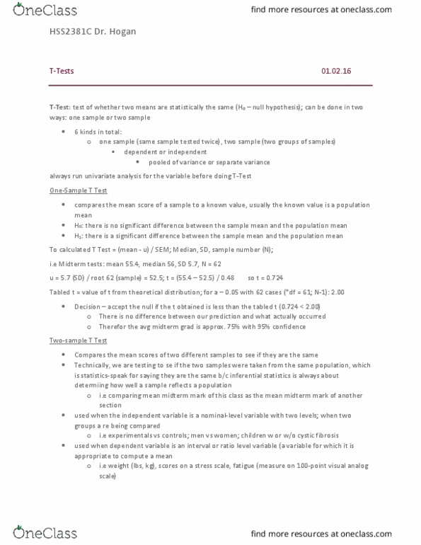 HSS 2381 Lecture Notes - Lecture 7: Internal Validity, Feature Selection, Pancreatic Cancer thumbnail