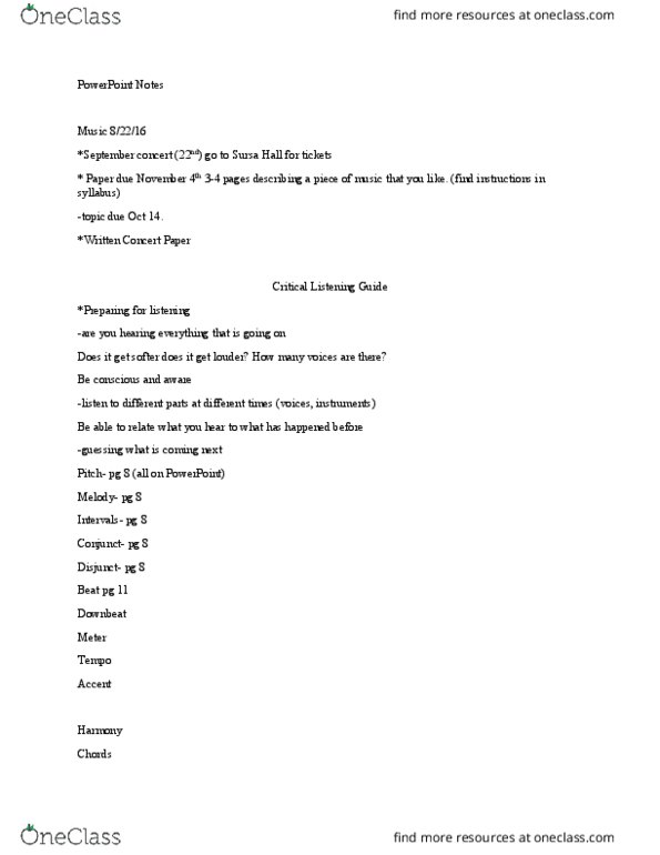MUHI 100 Lecture Notes - Lecture 1: Microsoft Powerpoint, Pythagoras, Satb thumbnail