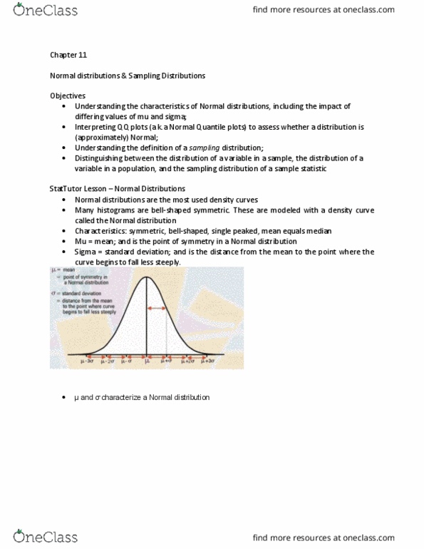 Biology 2244A/B Chapter Notes - Chapter 11: Statistical Inference, Cumulative Distribution Function, Dewoitine D.9 thumbnail