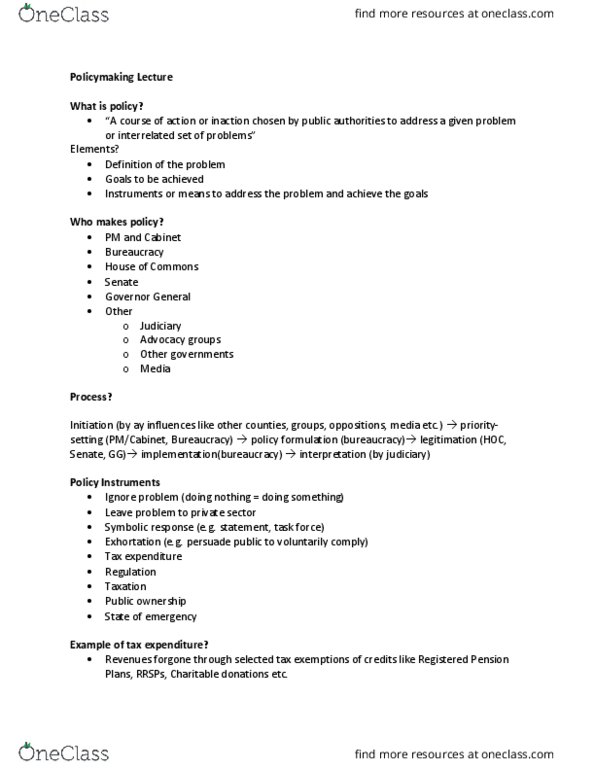 POL214Y5 Lecture Notes - Lecture 7: State Ownership, Comptroller, Nonpartisanism thumbnail