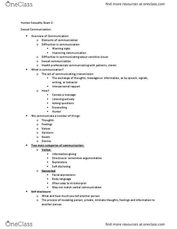 HTH 372 Lecture Notes - Lecture 13: Body Language thumbnail