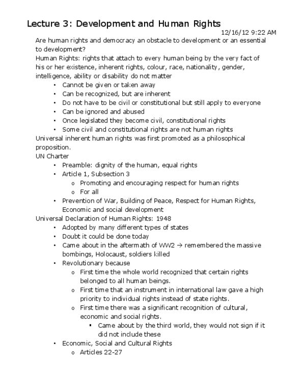 INTD 200 Lecture Notes - Self-Determination, Human Rights Day, Universal Declaration Of Human Rights thumbnail